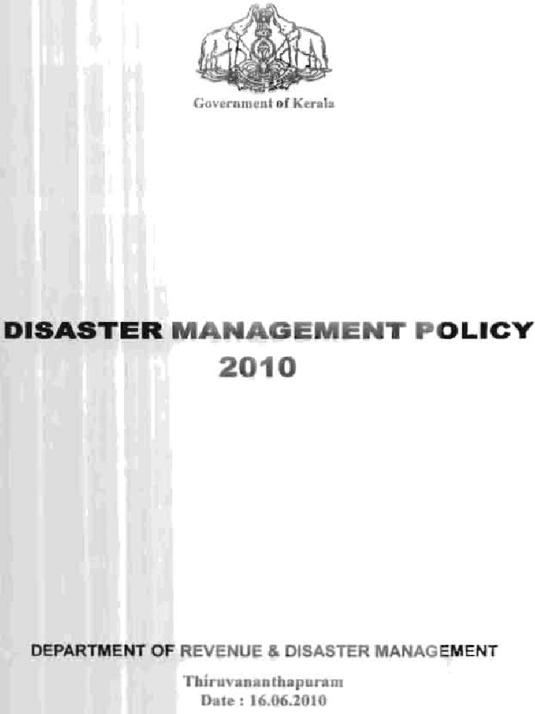Kerala Disaster Management Policy 2010 | PDF | Emergency Management ...