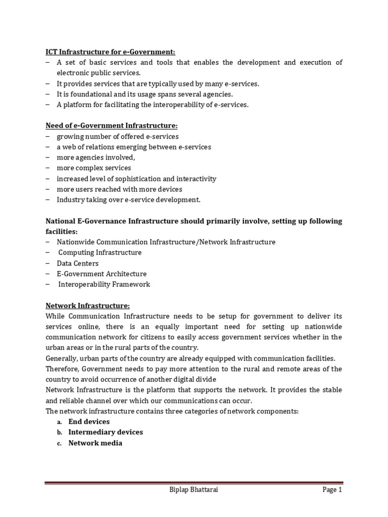 ICT Infrastructure for E-Government | PDF | Computer Network | E Government