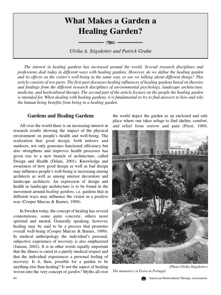 Healing Gardens: Benefits and Design | PDF | Wellness