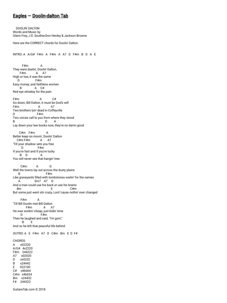 Doolin' Dalton Guitar Chords and Lyrics | PDF