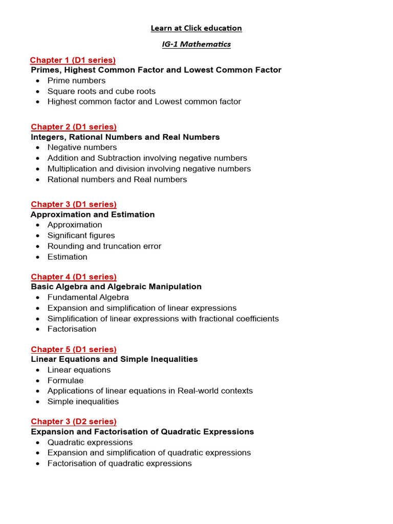 Comprehensive Mathematics Curriculum Guide | PDF