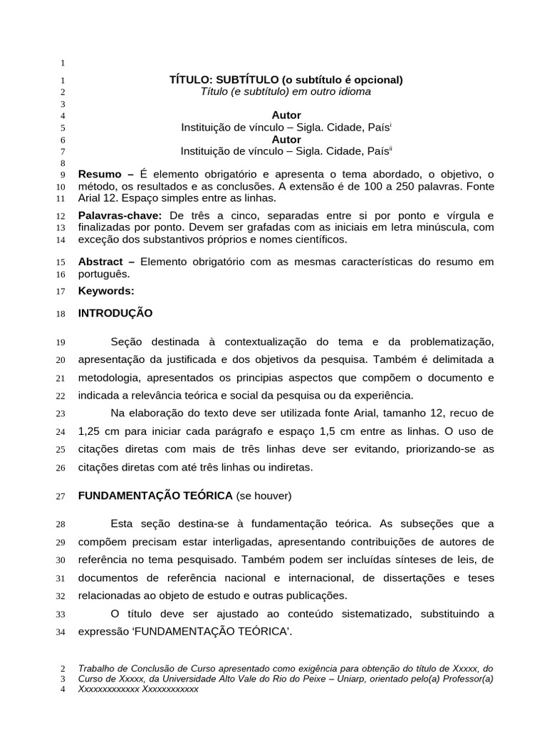 Estrutura de Documento Acadêmico | PDF | Abstract (resumo) | Citação