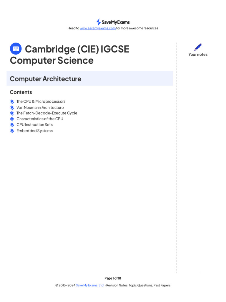 3.1 Computer Architecture | PDF | Central Processing Unit | Multi Core ...