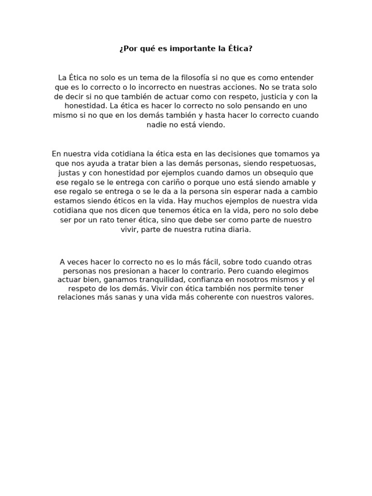 Por Qué Es Importante La Ética | PDF