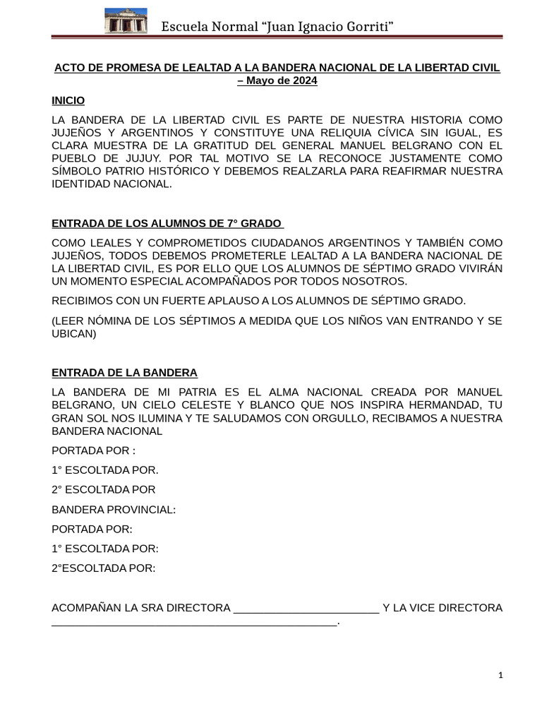 Promesa de Lealtad a la Bandera 2024 | PDF