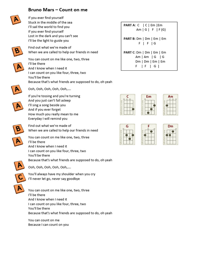 Bruno Mars - Count on Me Lyrics | PDF