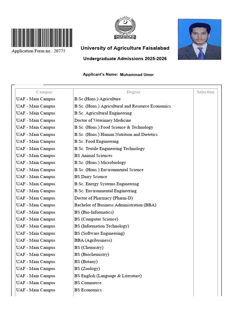 UAF Undergraduate Admissions 2025-2026 | PDF