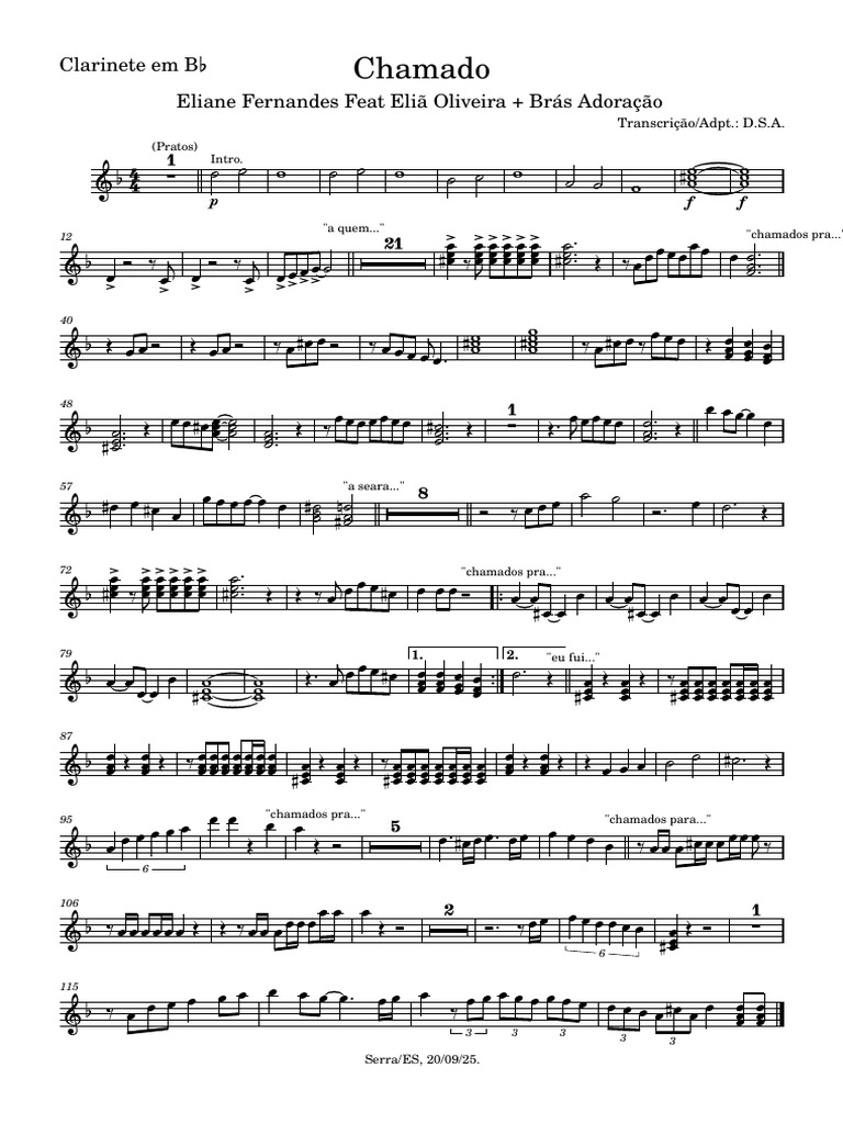 Chamado: Eliane Fernandes & Brás | PDF | Aerophones | Saxophone