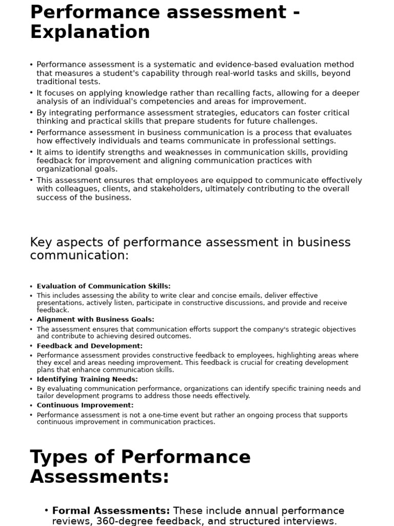 Performance Assessment in Business Communication | PDF | Performance ...