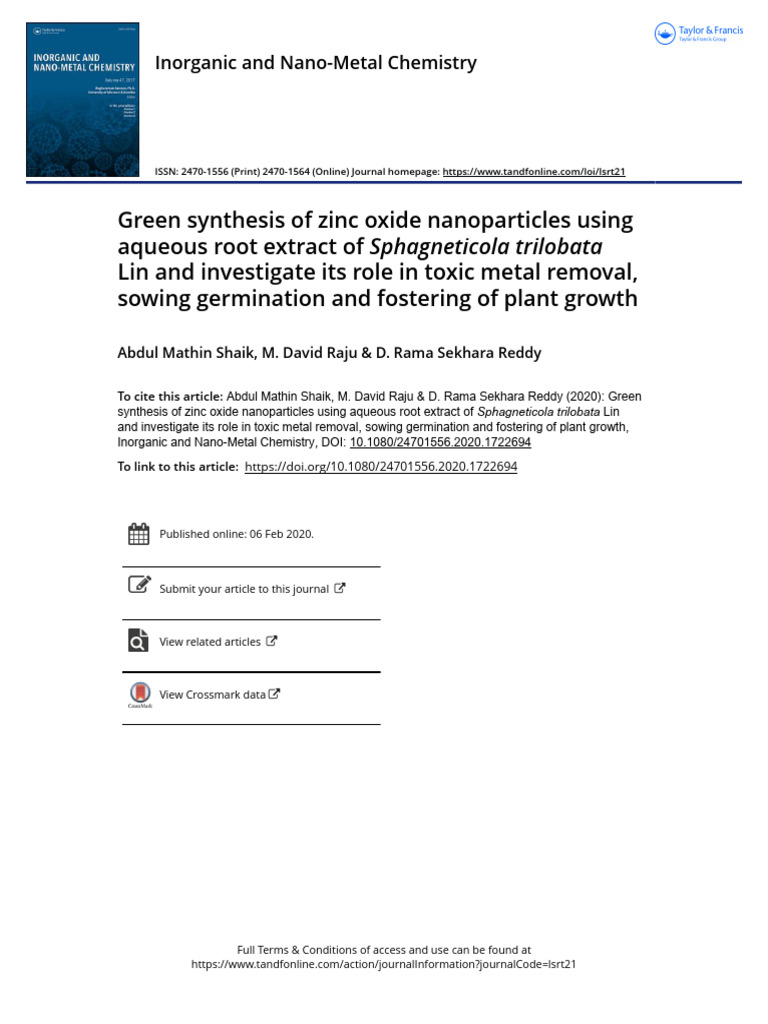 Green Synthesis of Zinc Oxide Nanoparticles | PDF | Zinc Oxide ...