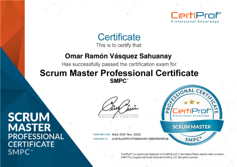 Certificate Scrum Master | PDF