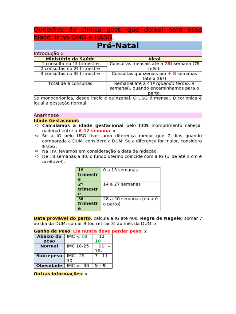 Guia Completo de Pré-Natal e Exames | PDF | Gravidez | Nascimento prematuro