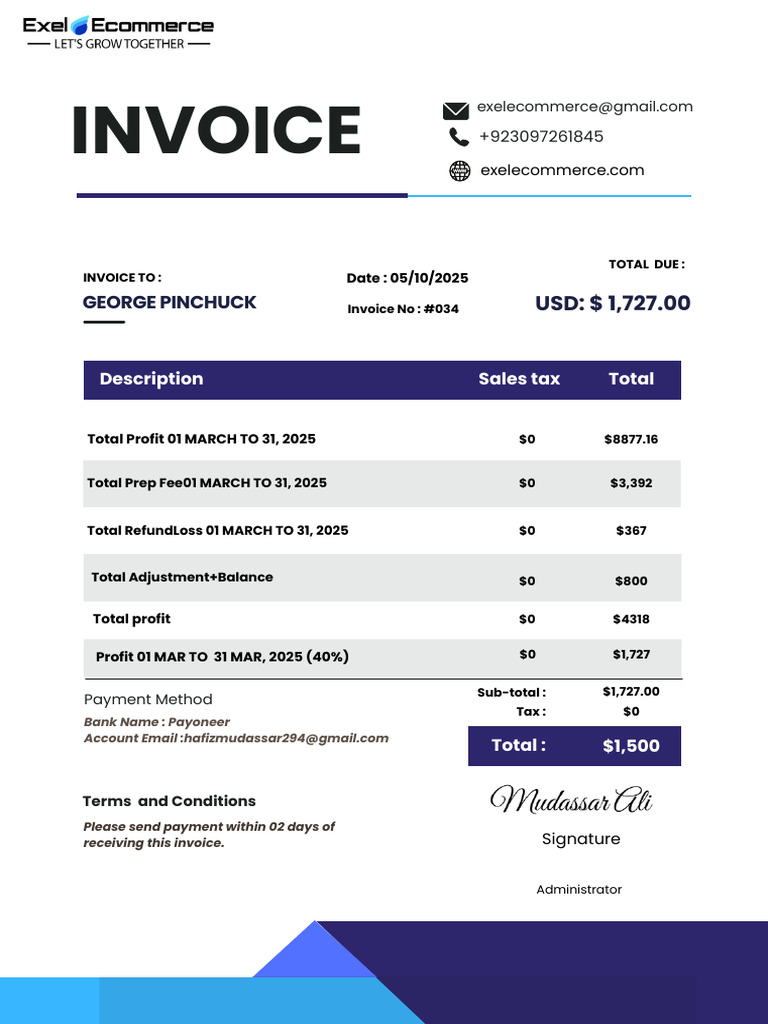 Frozen Oranges Mrach Invoice | PDF