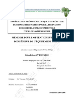 MODÉLISATION Phénoménologique D'un Réacteur de TRANSESTÉRIFICATION Pour La Production de Biodiesel Comme Combustible Pour Les Moteurs Diesel