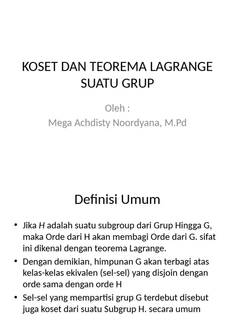 6. Koset Suatu Grup [Autosaved]p | PDF