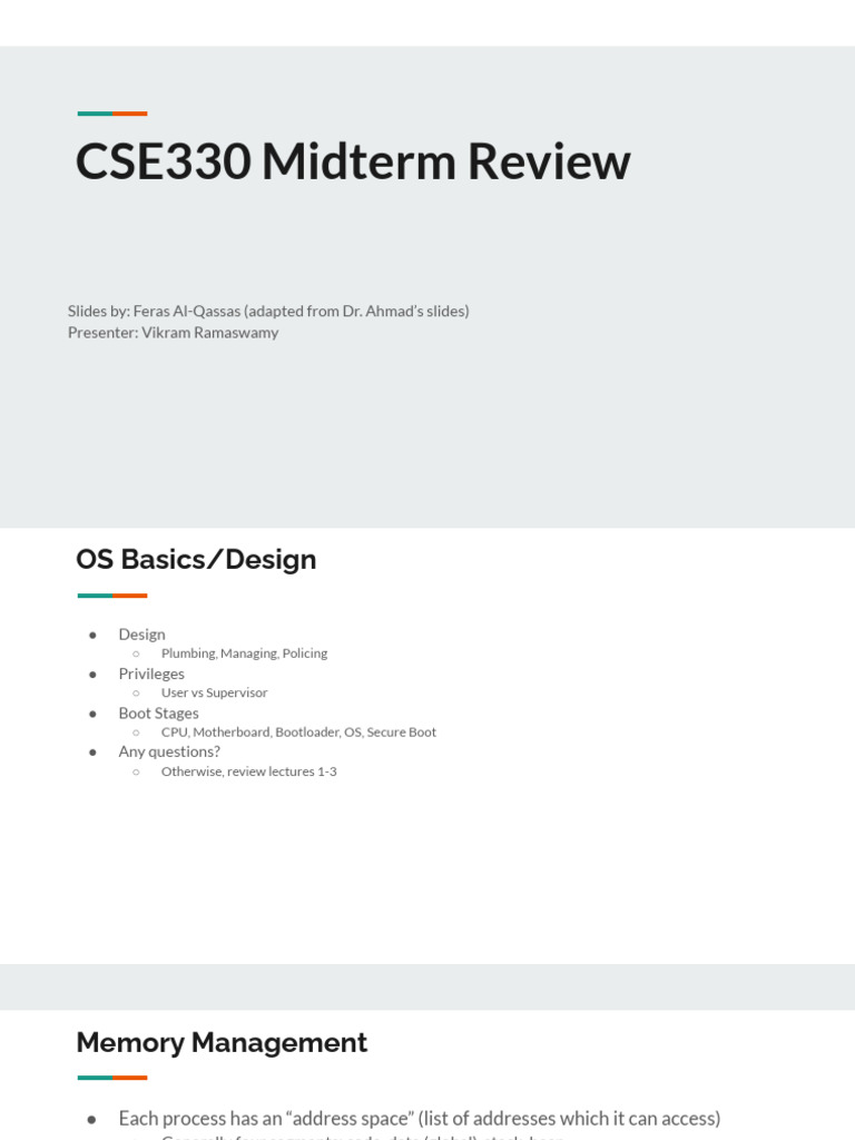 CSE330 Midterm Review Overview | PDF | Software Engineering | Software