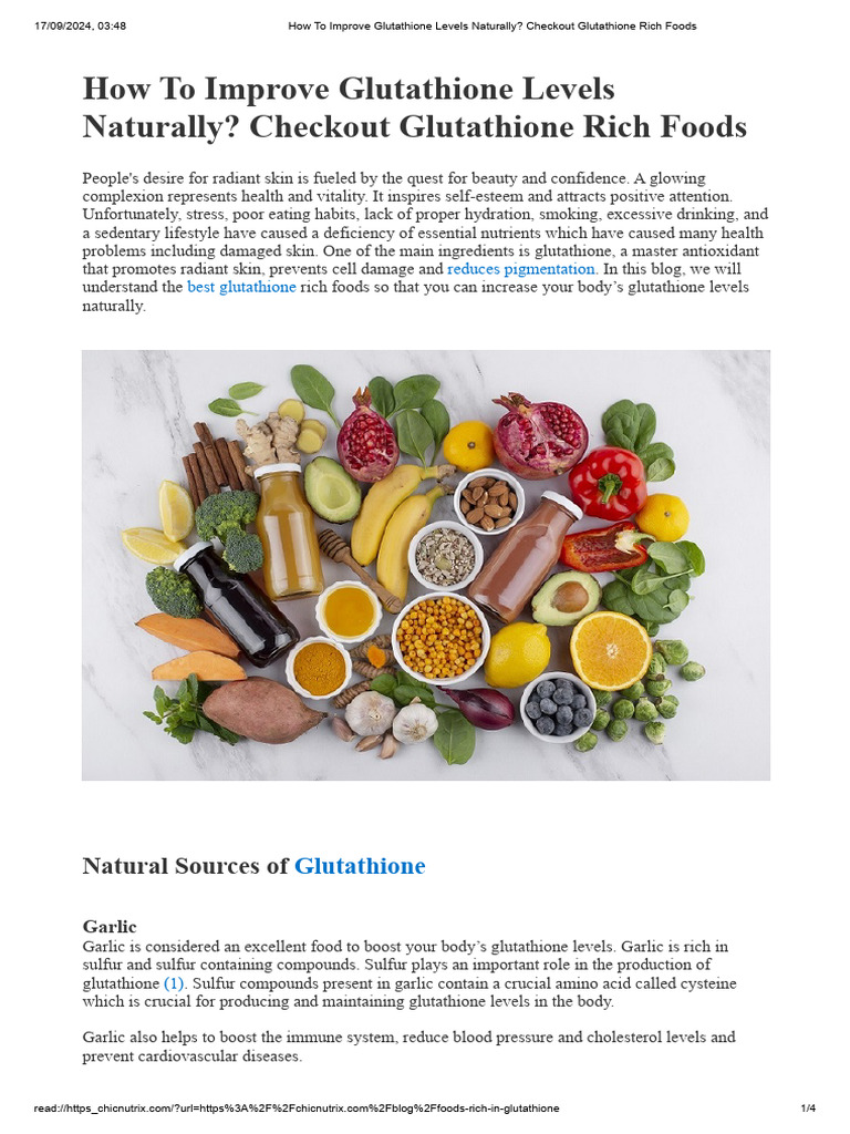 Top Glutathione-Rich Foods for Skin | PDF | Antioxidant