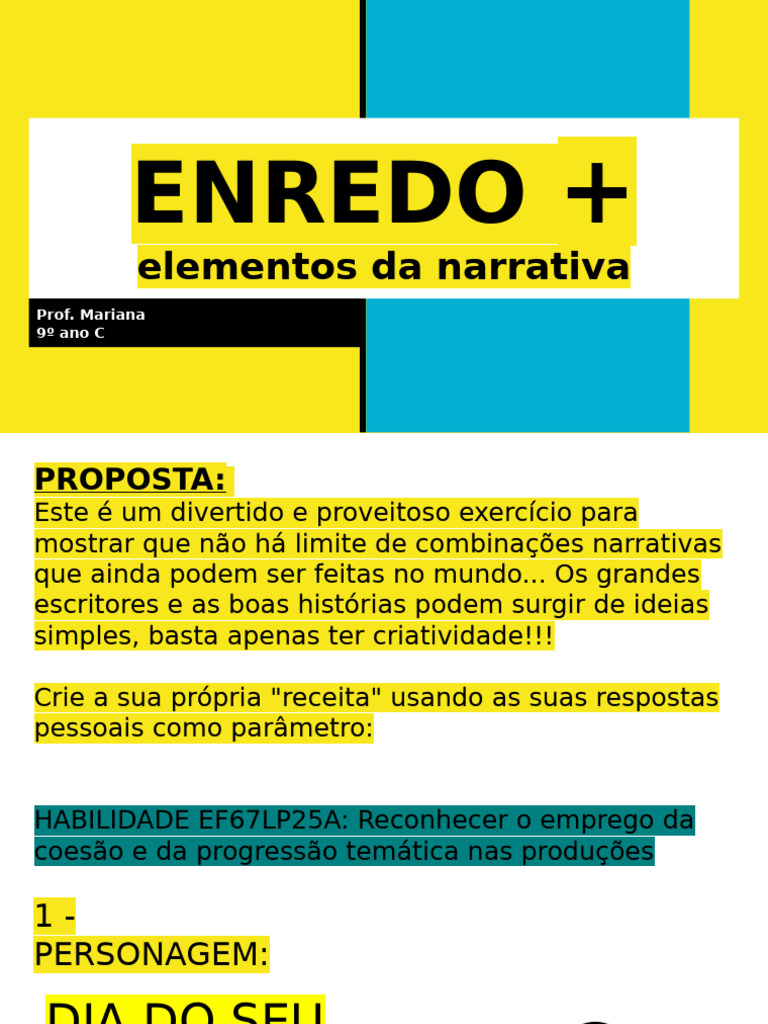 Crie Sua História: Exercício Narrativo | PDF | Narrativa
