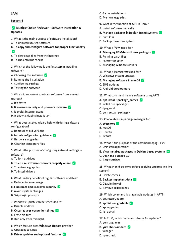 Software Installation & System Monitoring Quiz | PDF | Cryptography ...