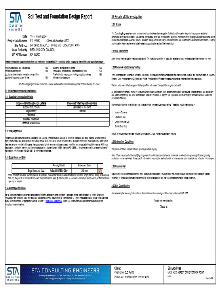 Soil Test & Foundation Design Report | PDF | Civil Engineering ...