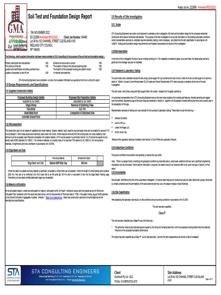Soil Test & Foundation Design Report | PDF | Civil Engineering ...