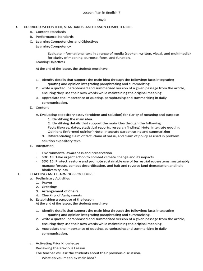 Evaluating Informational Texts in English 7 | PDF | Natural Environment