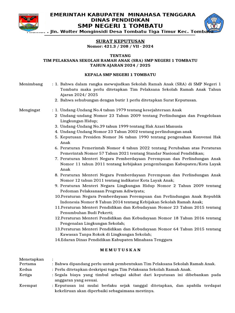 SK Sekolah Ramah Anak 2022-2023 | PDF