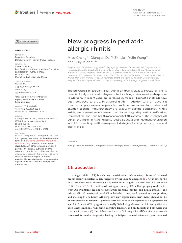 Pediatric Allergic Rhinitis Advances | PDF | Allergy | Allergen