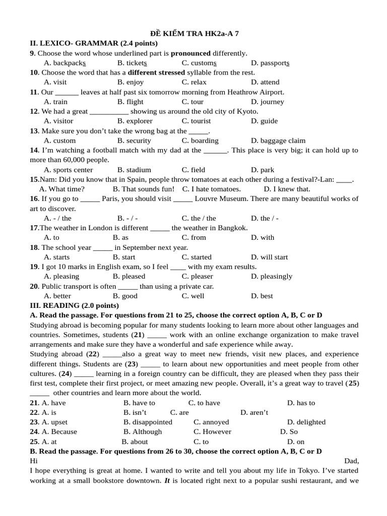 English Exam Practice for Grade 7 | PDF | Sustainable Energy | Solar Energy
