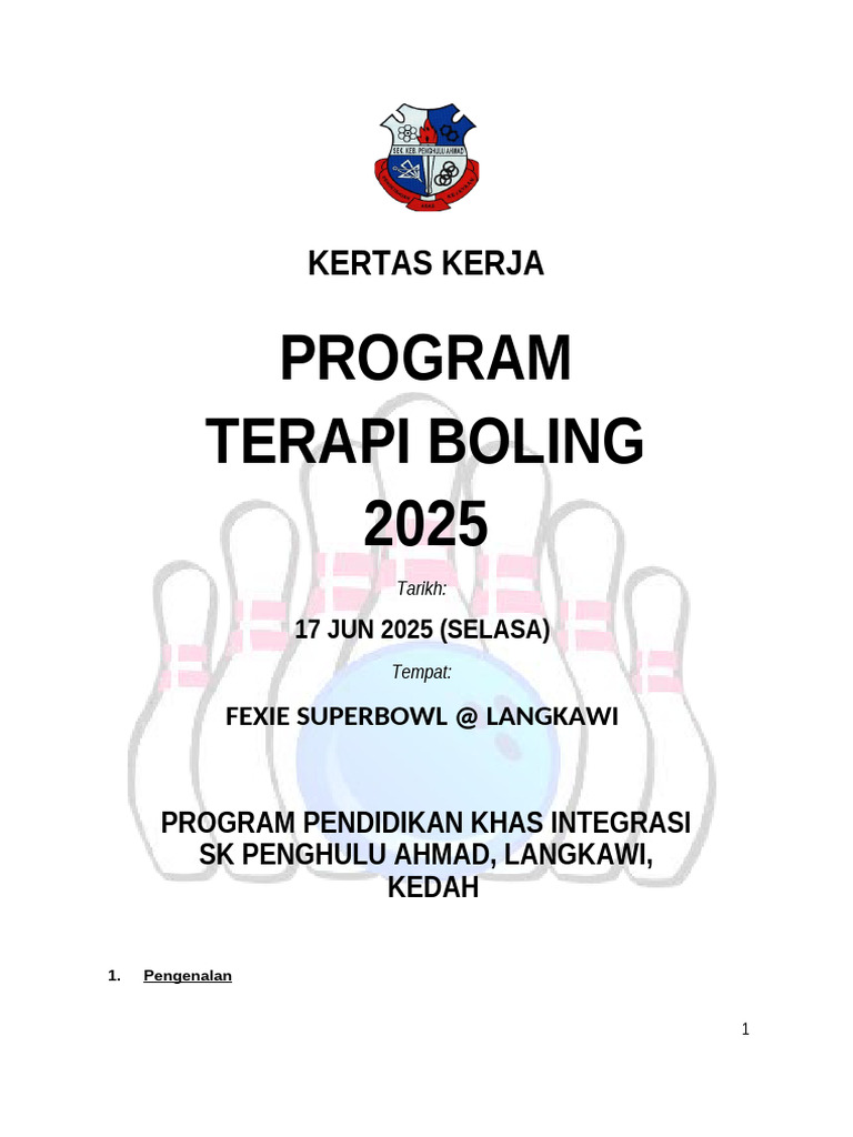 Kertas Kerja Terapi Boling TAHUN 2025 | PDF