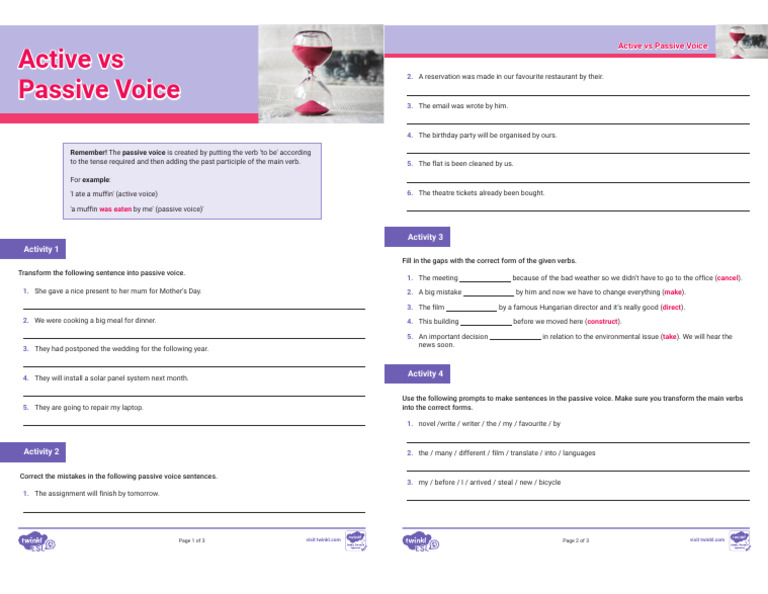 Active and Passive Voice - Worksheet Recap | PDF | Verb | Languages