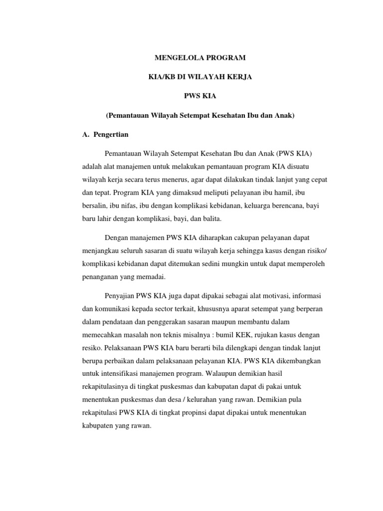 Contoh Laporan Pws Kia