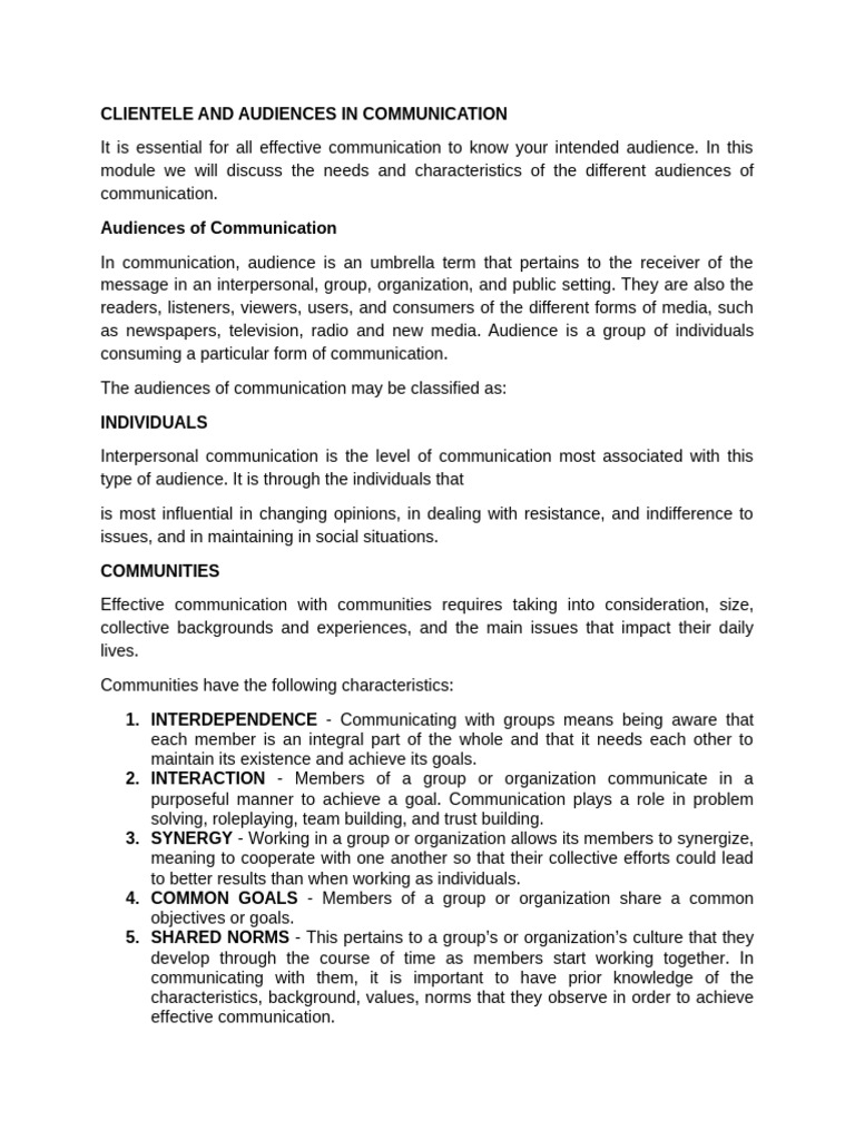 Understanding Communication Audiences | PDF | Communication | Mass Media