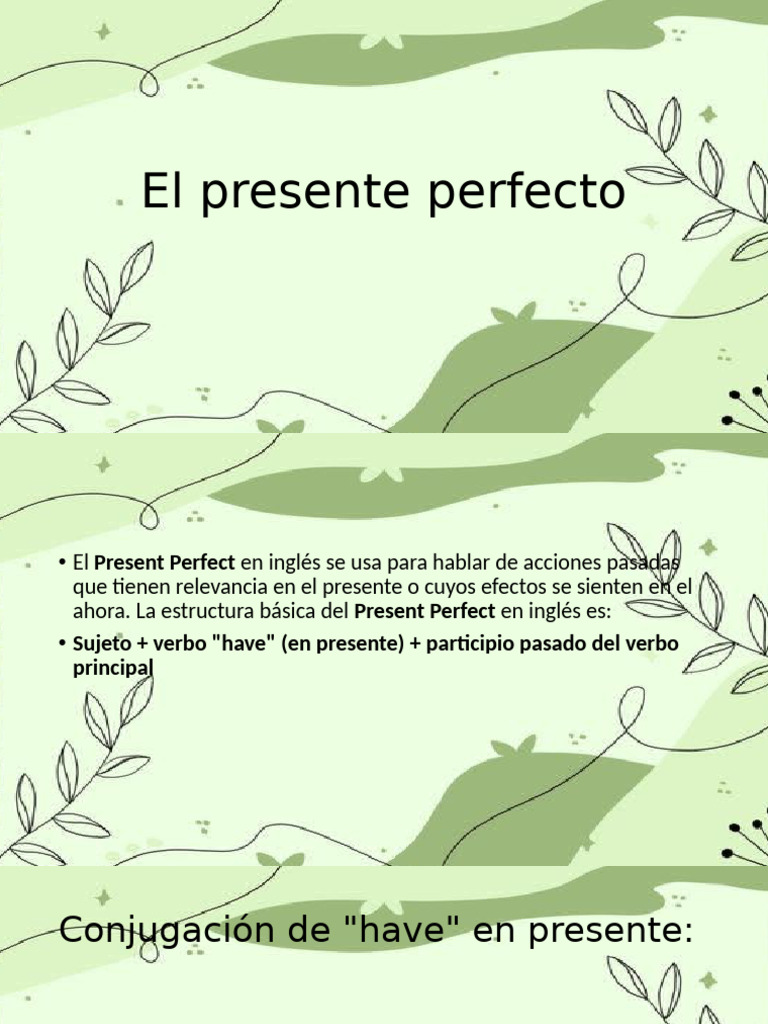 Uso y formación del Present Perfect | PDF