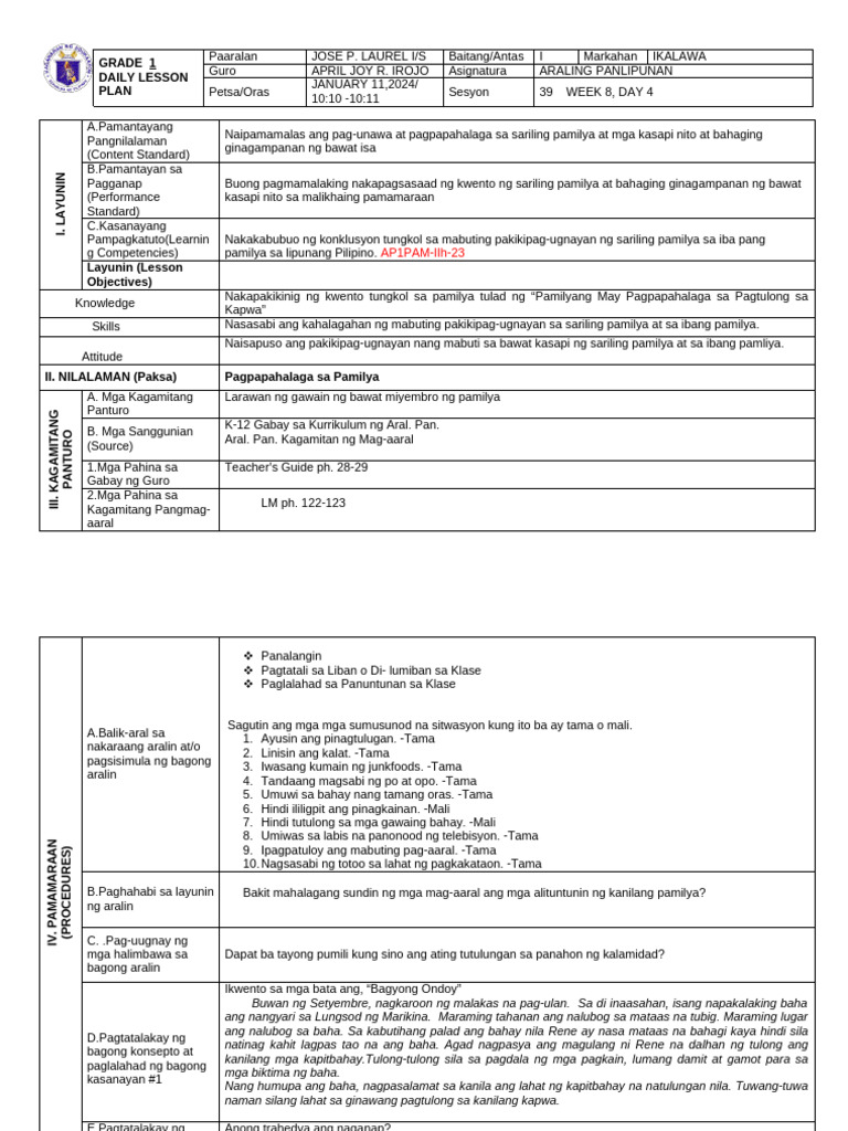 Grade 1 Ap Final Demo Q2 | PDF