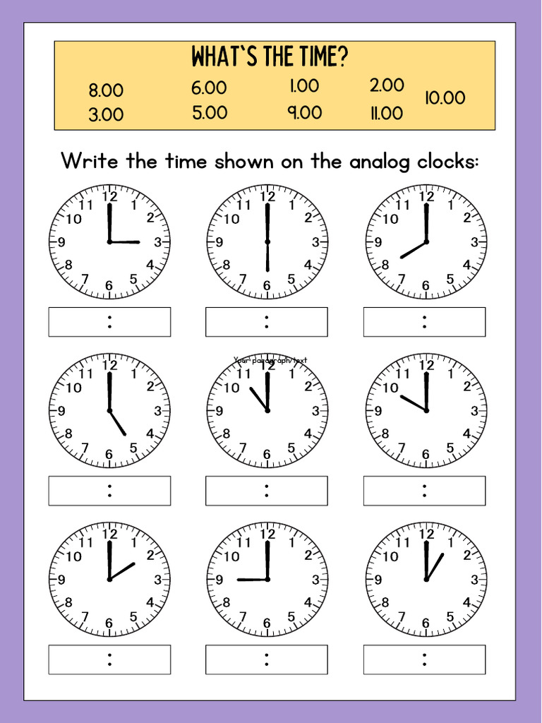 Time Worksheet for Grade 1 | PDF