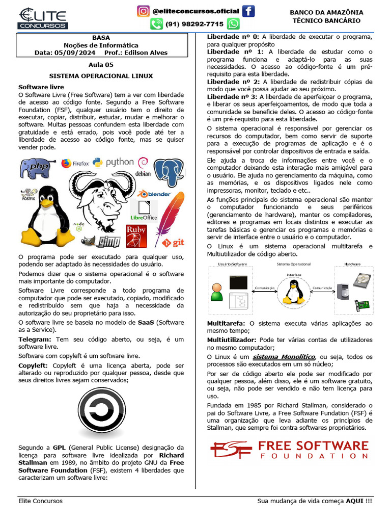 Noções de Informática: Sistema Linux | PDF | Linux | Software gratuito