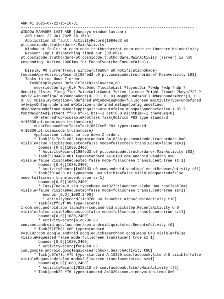 ANR Report for Truth or Dare App | PDF | System Software | Software