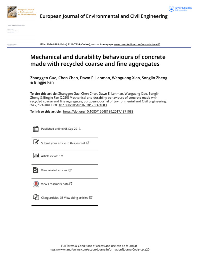 Mechanical and Durability Behaviours of Concrete Made With Recycled ...