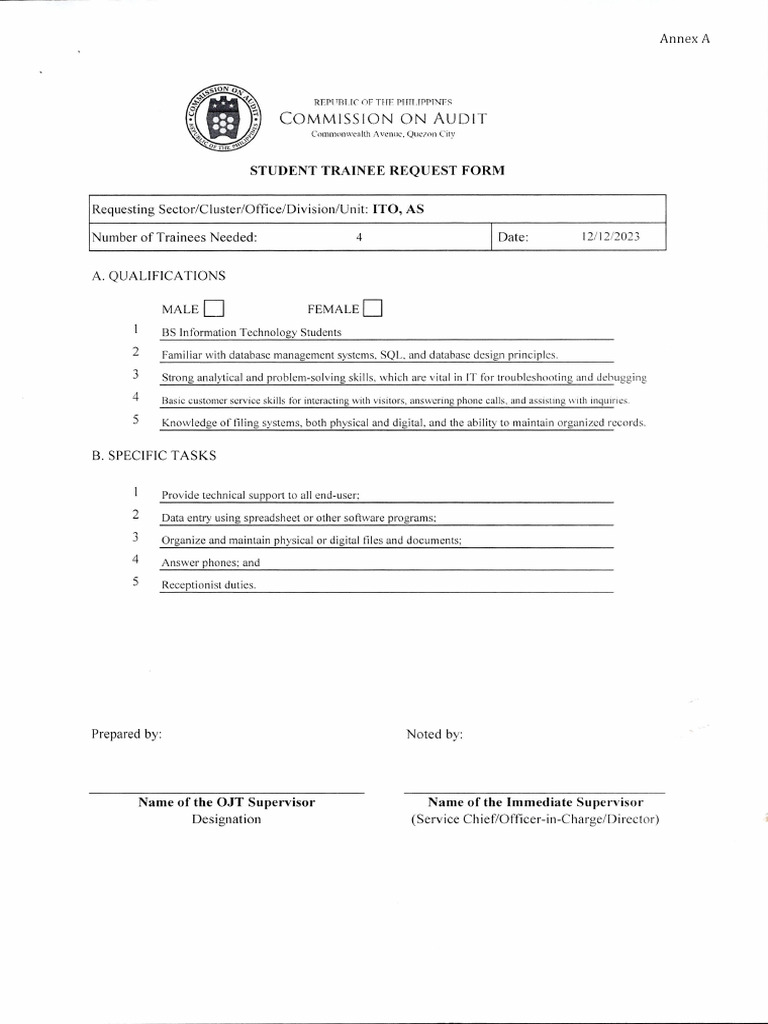 COA OJT Program Requirements and Agreement | PDF