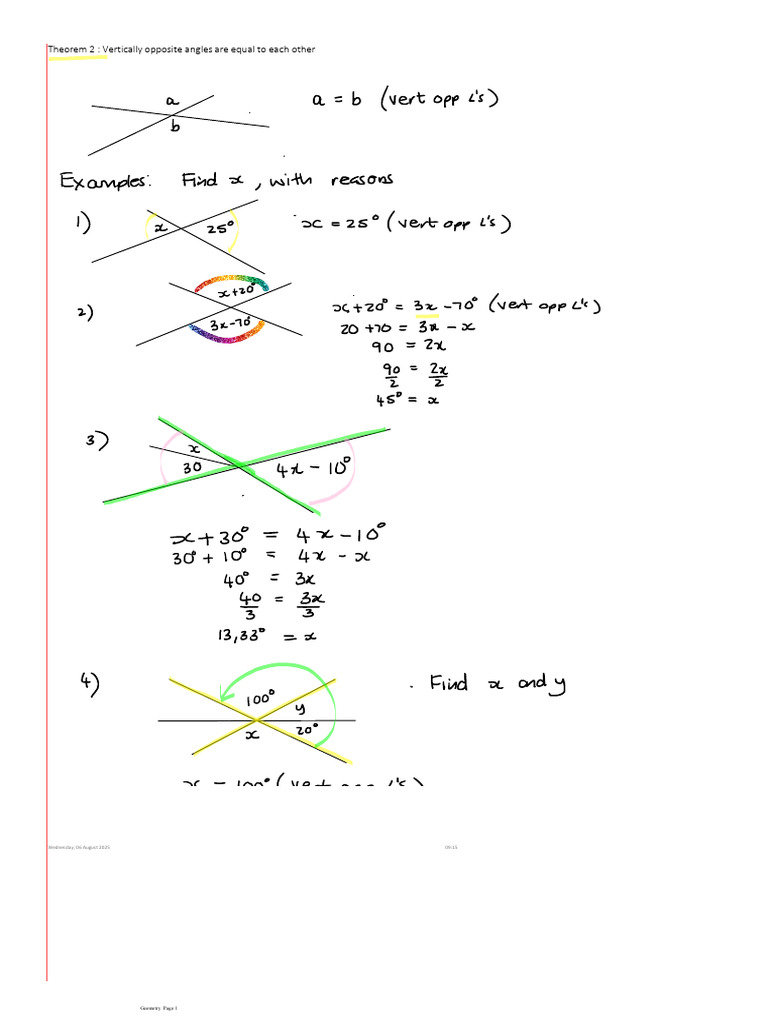 Theorem 2 Vertically Opposite Angles Are Equal To Each Other | PDF
