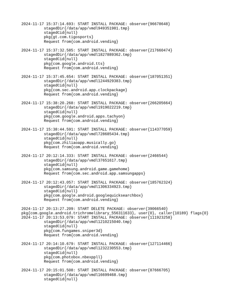 Android Package Installation Log 2024 | PDF | Android (Operating System ...