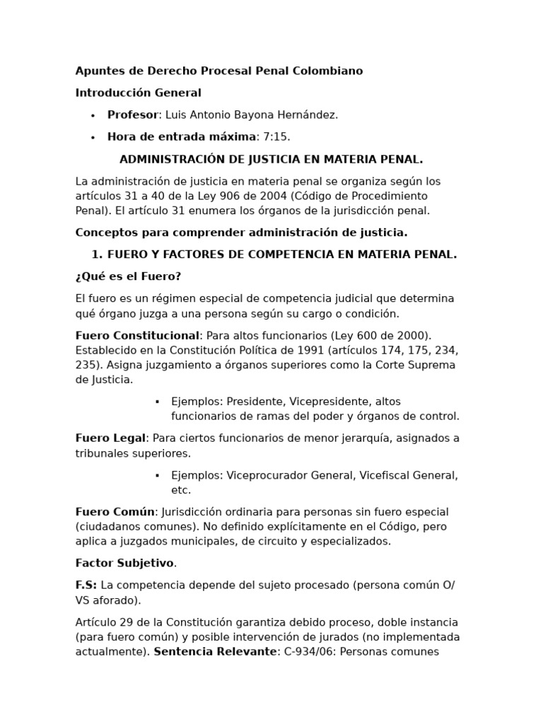 Derecho Procesal Penal en Colombia | PDF | Judicaturas | Debido al proceso