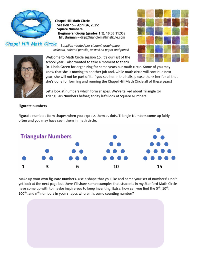 Square Numbers in Math Circle Session 15 | PDF | Elementary Mathematics ...