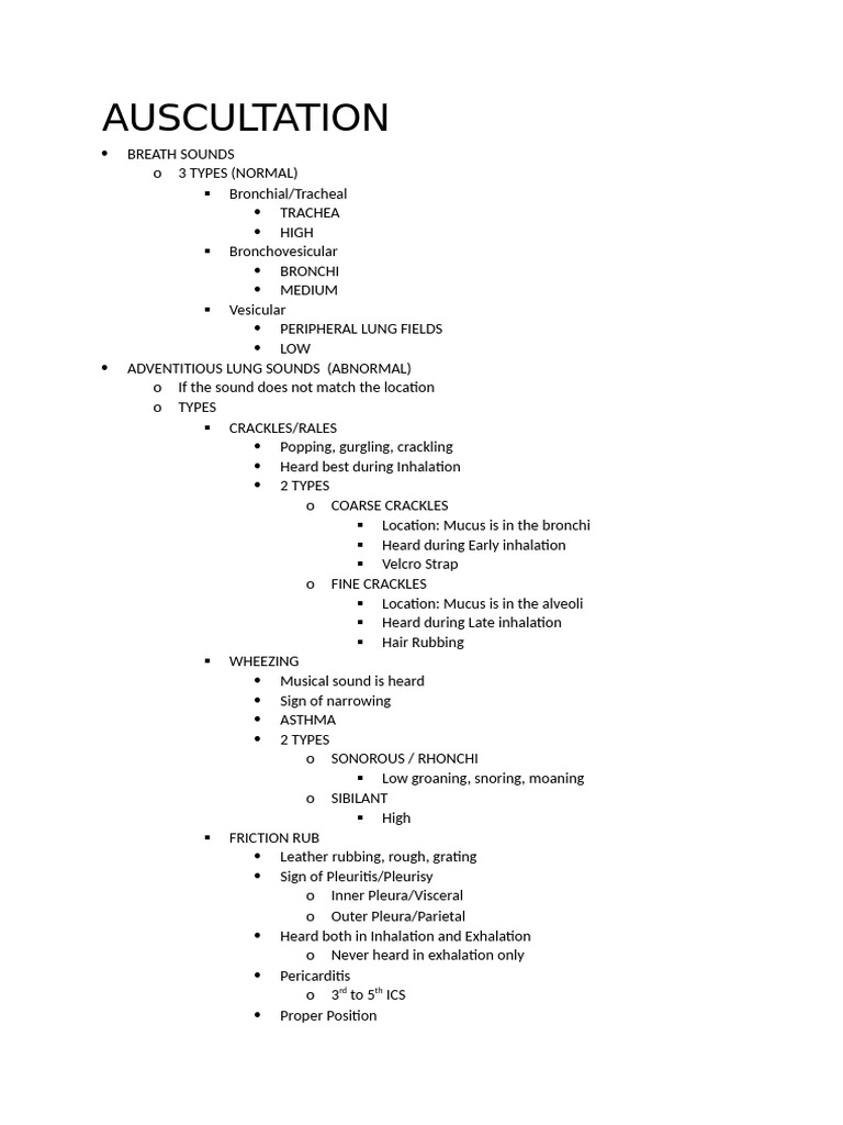 Lung Auscultation and Breath Sounds | PDF | Respiratory Tract ...