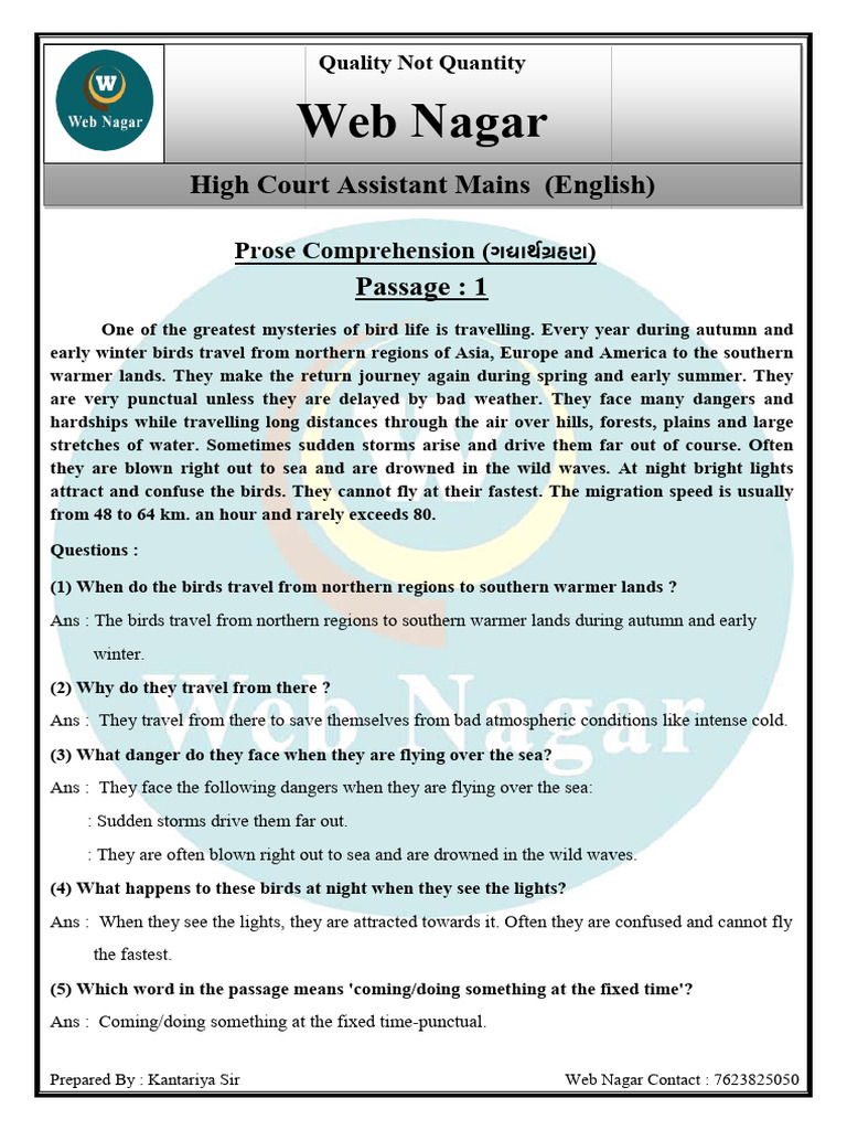 Prose Comprehension PDF-1 - 20738987 | PDF | Ant | Sea