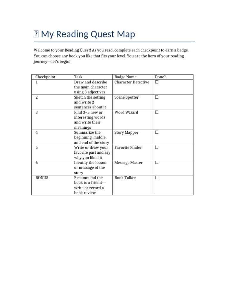 Reading Quest Badge Checklist | PDF | Chess Theory | Chess