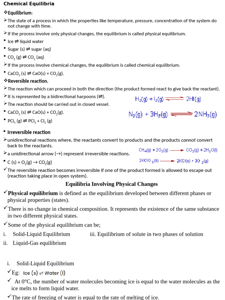 Understanding Chemical Equilibria Concepts | PDF | Chemical Equilibrium ...
