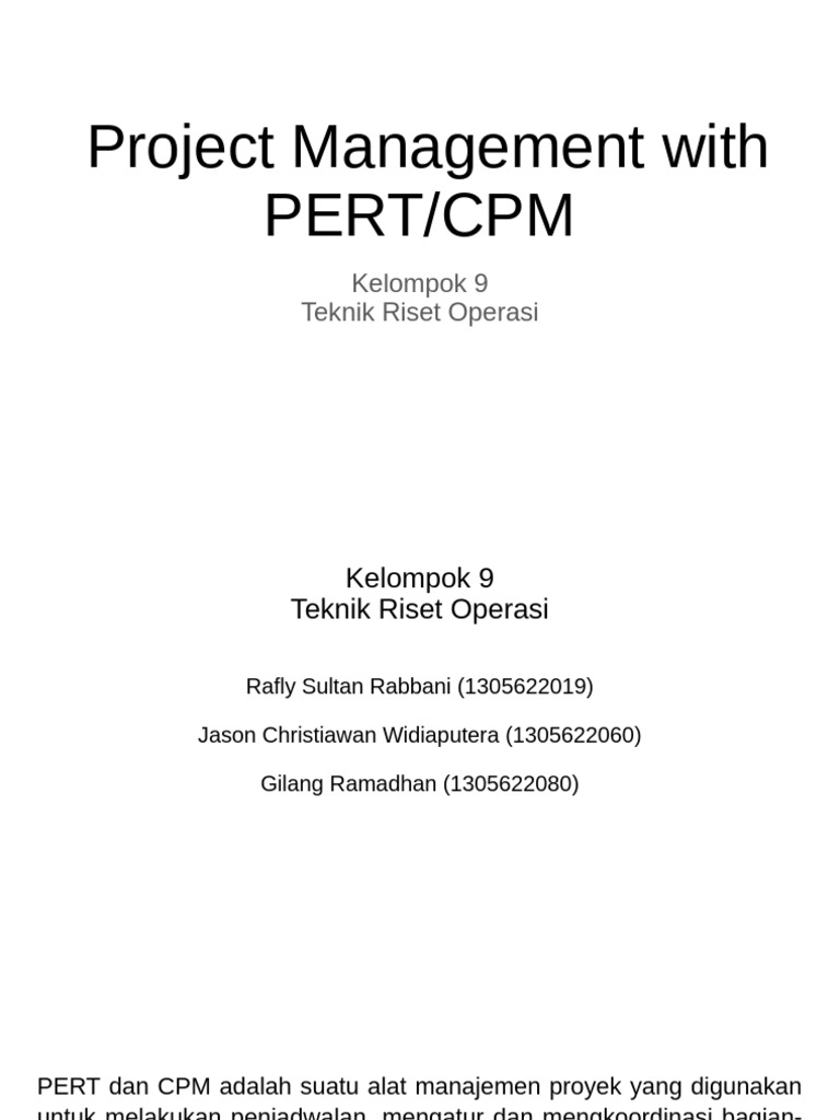 (Under Progress) Project Management With PERT - CPM | PDF