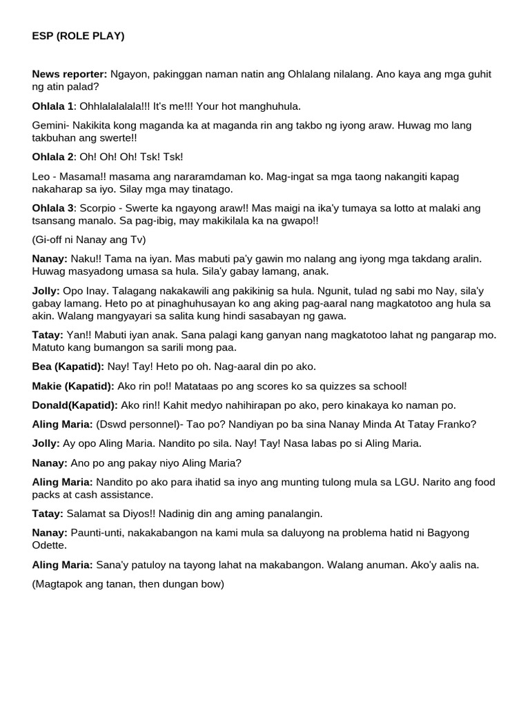 Esp (Role Play) | PDF